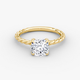 Cushion Cut Lab Grown Diamond Solitaire Engagement Ring Yellow Gold