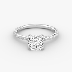 Cushion Cut Lab Grown Diamond Solitaire Engagement Ring White Gold