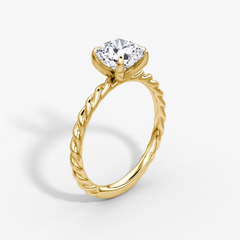 Cushion Cut Lab Grown Diamond Solitaire Engagement Ring Yellow Gold