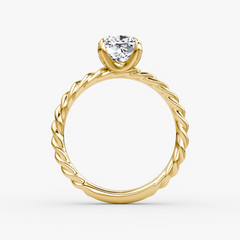 Cushion Cut Lab Grown Diamond Solitaire Engagement Ring Yellow Gold
