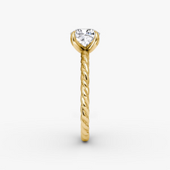 Cushion Cut Lab Grown Diamond Solitaire Engagement Ring Yellow Gold