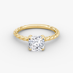 Cushion Cut Lab Grown Diamond Solitaire Engagement Ring Yellow Gold