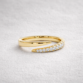 0.15 Ct Round Cut Lab Grown Diamond Crossover Wedding Band 14k Yellow Gold