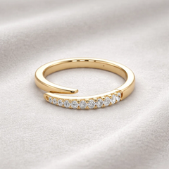 0.15 Ct Round Cut Lab Grown Diamond Crossover Wedding Band 14k Yellow Gold
