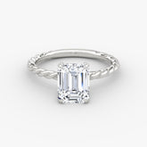 Emerald Cut Lab Grown Diamond Solitaire Engagement Ring White Gold
