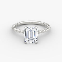 Emerald Cut Lab Grown Diamond Solitaire Engagement Ring White Gold
