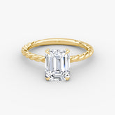 Emerald Cut Lab Grown Diamond Solitaire Engagement Ring Yellow Gold