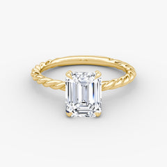 Emerald Cut Lab Grown Diamond Solitaire Engagement Ring Yellow Gold