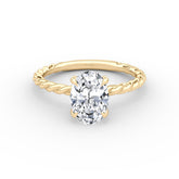 Oval Cut Lab Grown Diamond Solitaire Engagement Ring Yellow Gold