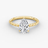 Pear Cut Lab Grown Diamond Solitaire Engagement Ring Yellow Gold