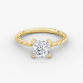 Princess Cut Lab Grown Diamond Solitaire Engagement Ring Yellow Gold