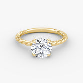 Round Cut Lab Grown Diamond Solitaire Engagement Ring Yellow Gold