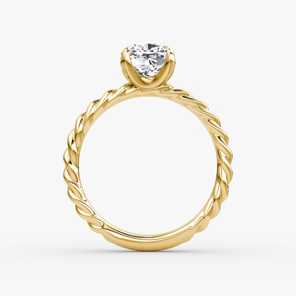 Cushion Cut Lab Grown Diamond Solitaire Engagement Ring Yellow Gold