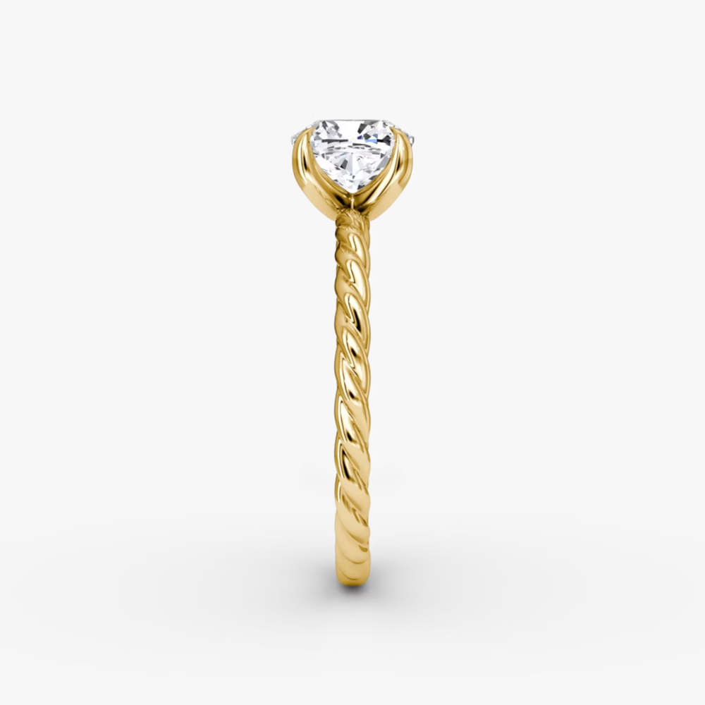 Cushion Cut Lab Grown Diamond Solitaire Engagement Ring Yellow Gold