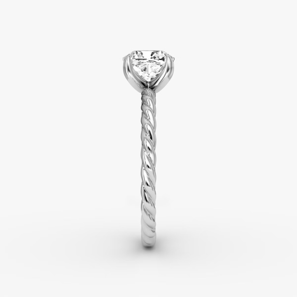 Cushion Cut Lab Grown Diamond Solitaire Engagement Ring White Gold