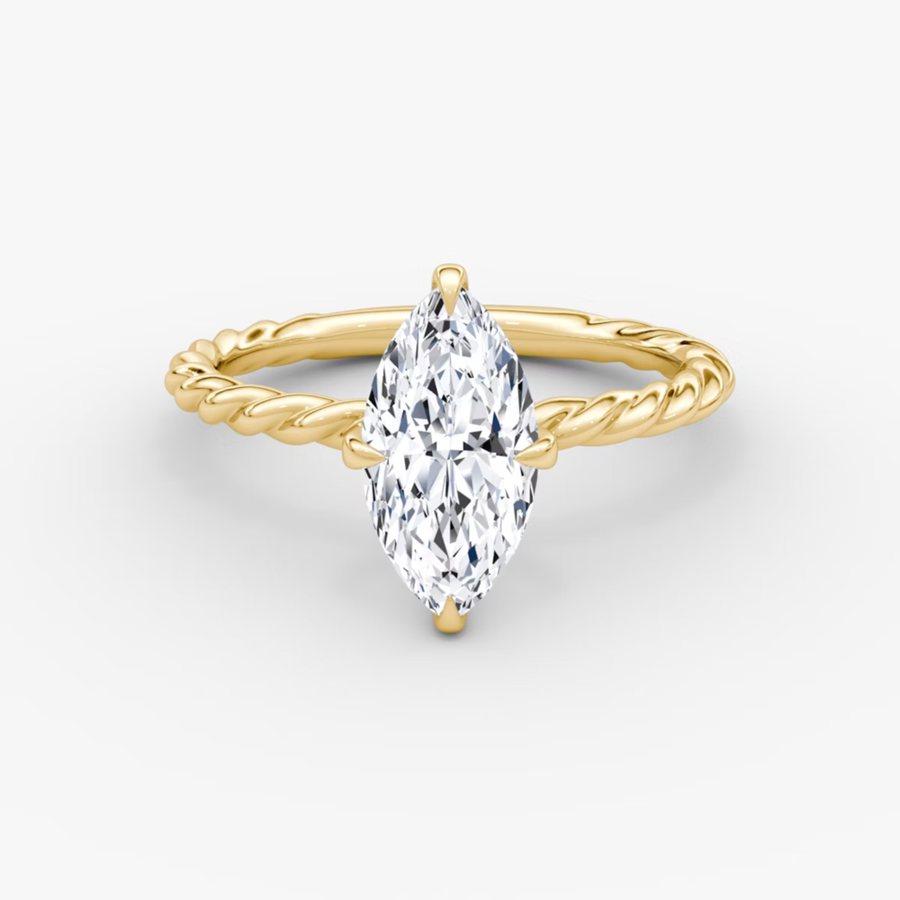 Marquise Cut Lab Grown Diamond Solitaire Engagement Ring Yellow Gold