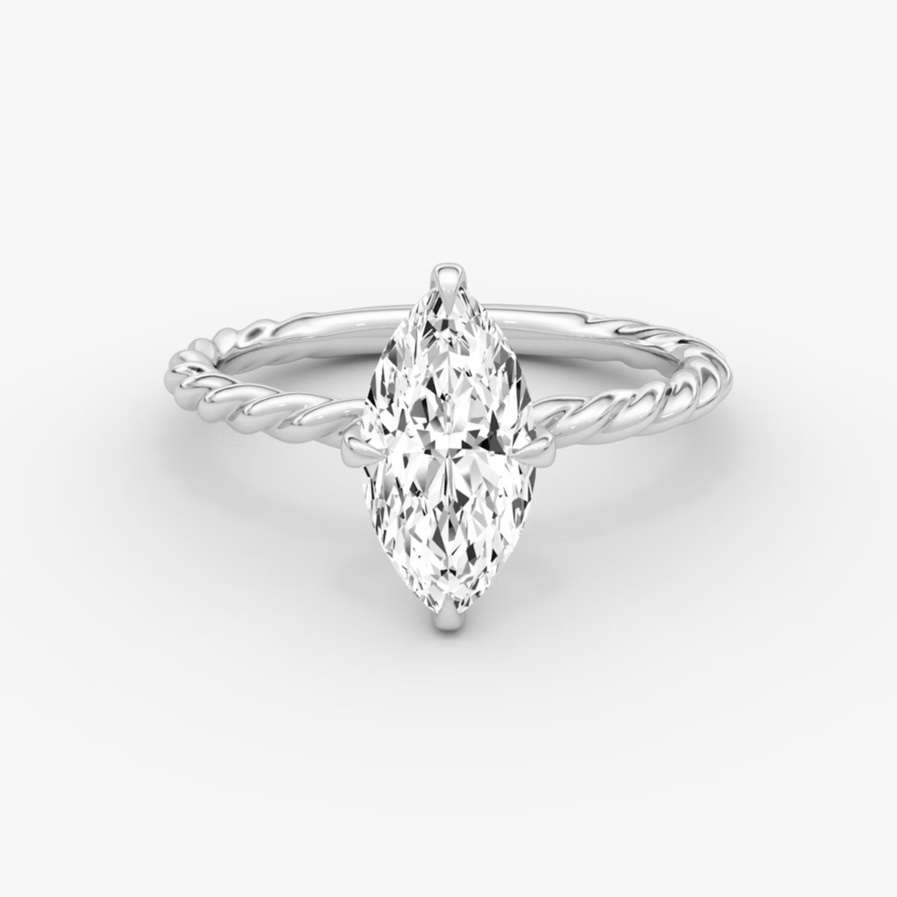Marquise Cut Lab Grown Diamond Solitaire Engagement Ring White Gold