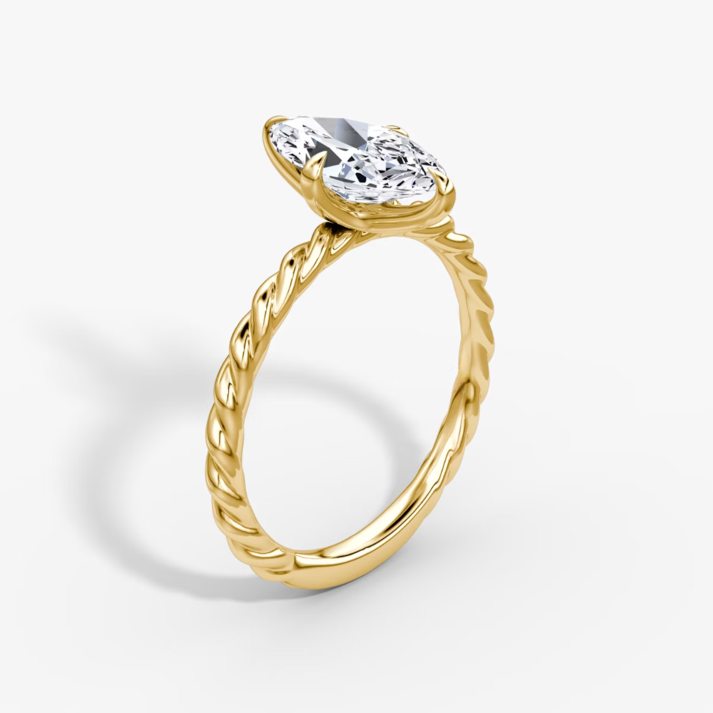 Marquise Cut Lab Grown Diamond Solitaire Engagement Ring Yellow Gold