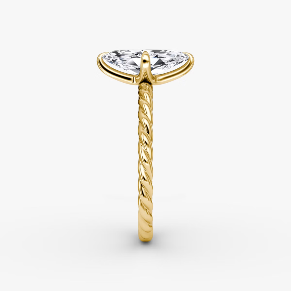 Marquise Cut Lab Grown Diamond Solitaire Engagement Ring Yellow Gold
