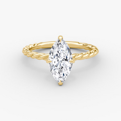 Marquise Cut Lab Grown Diamond Solitaire Engagement Ring Yellow Gold