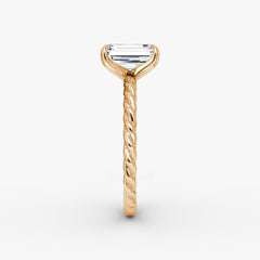 Emerald Cut Lab Grown Diamond Solitaire Engagement Ring Rose Gold