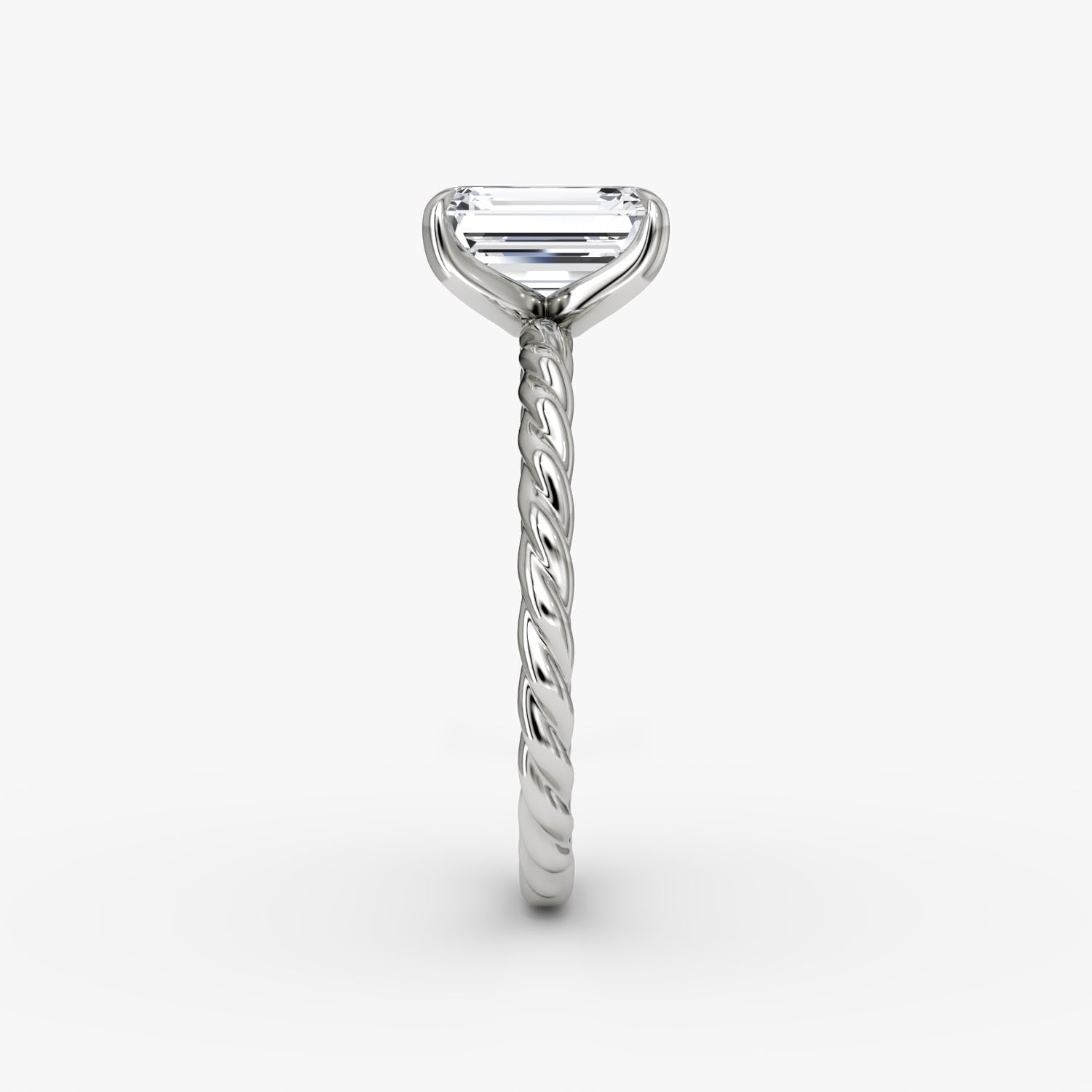 Emerald Cut Lab Grown Diamond Solitaire Engagement Ring White Gold