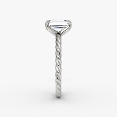 Emerald Cut Lab Grown Diamond Solitaire Engagement Ring White Gold