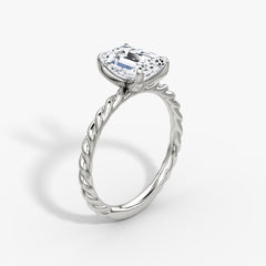 Emerald Cut Lab Grown Diamond Solitaire Engagement Ring White Gold