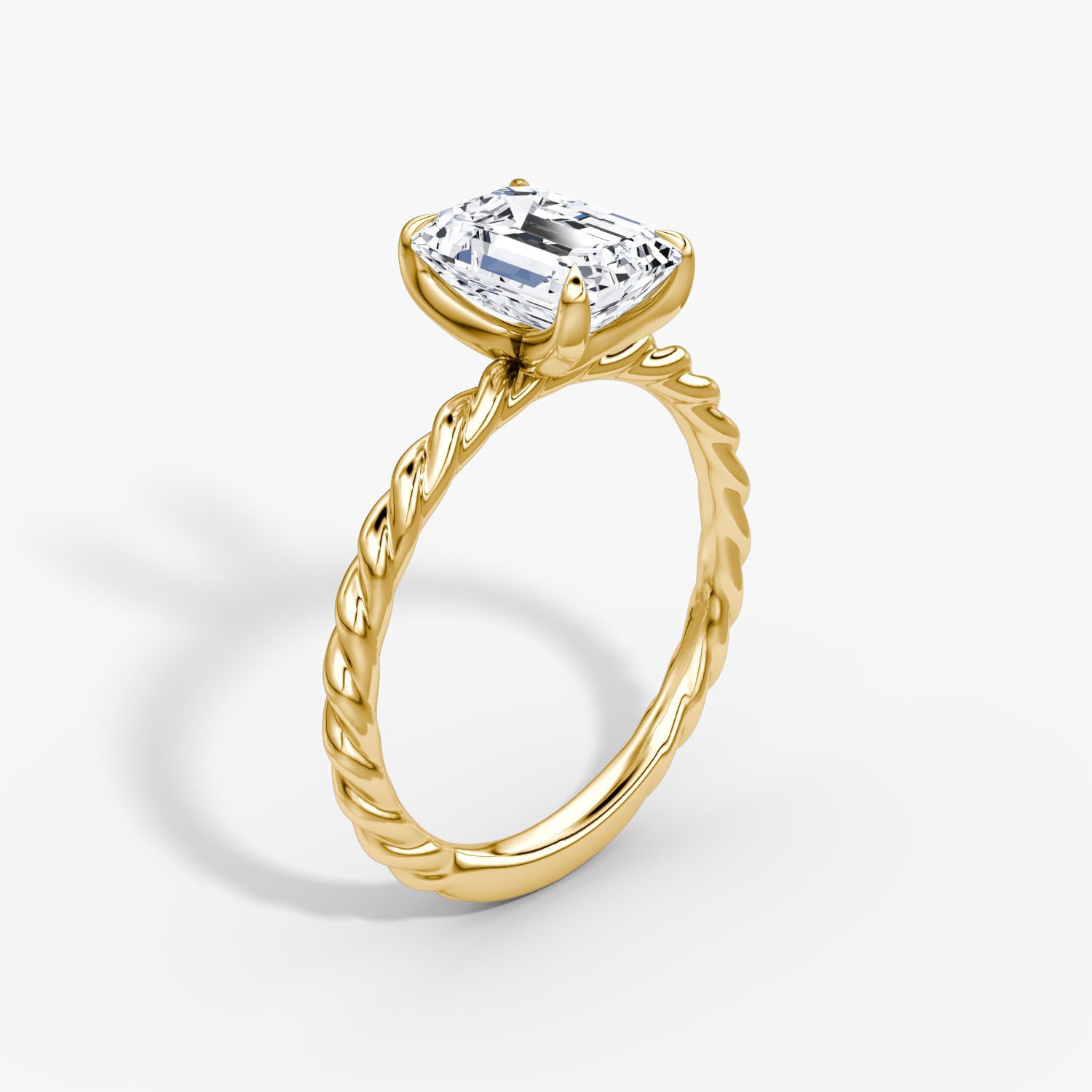 Emerald Cut Lab Grown Diamond Solitaire Engagement Ring Yellow Gold