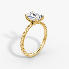 Emerald Cut Lab Grown Diamond Solitaire Engagement Ring Yellow Gold