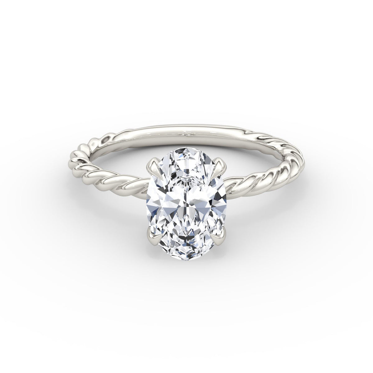 Oval Cut Lab Grown Diamond Solitaire Engagement Ring White Gold