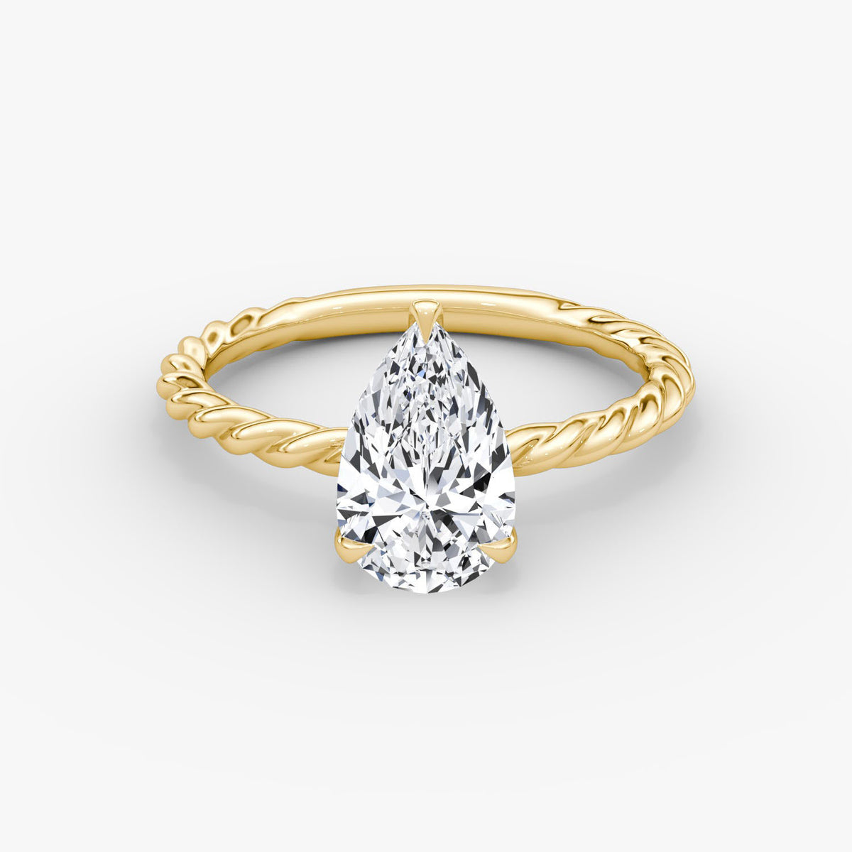 Pear Cut Lab Grown Diamond Solitaire Engagement Ring Yellow Gold