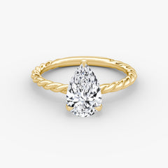 Pear Cut Lab Grown Diamond Solitaire Engagement Ring Yellow Gold