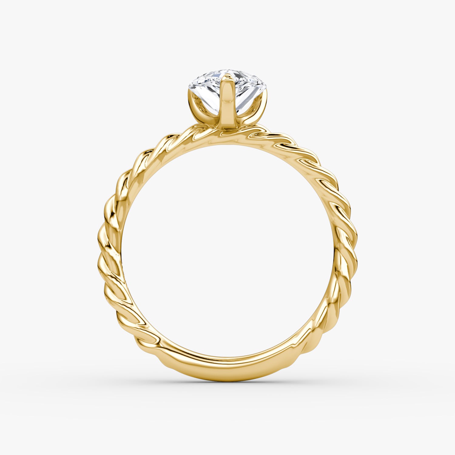 Pear Cut Lab Grown Diamond Solitaire Engagement Ring Yellow Gold