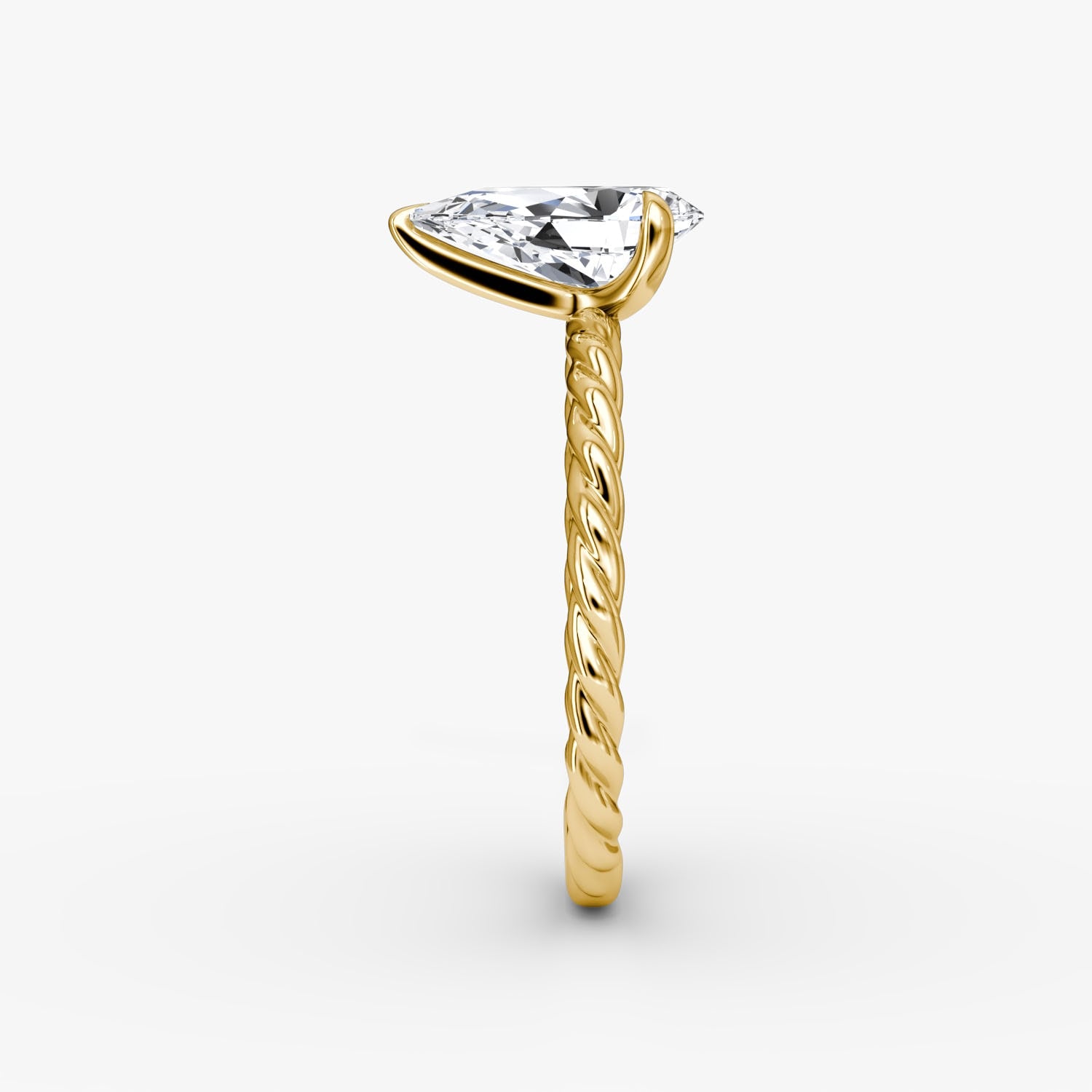 Pear Cut Lab Grown Diamond Solitaire Engagement Ring Yellow Gold