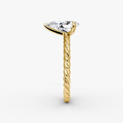 Pear Cut Lab Grown Diamond Solitaire Engagement Ring Yellow Gold