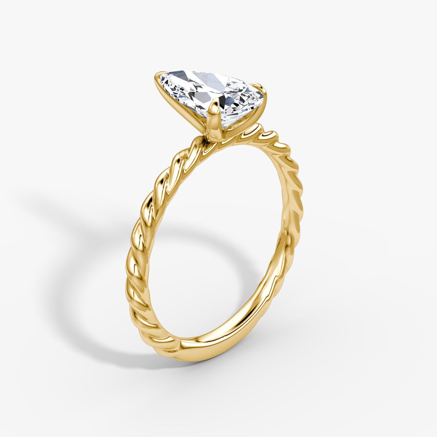 Pear Cut Lab Grown Diamond Solitaire Engagement Ring Yellow Gold