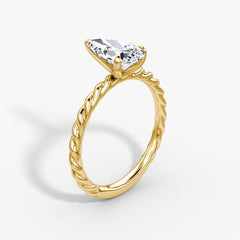 Pear Cut Lab Grown Diamond Solitaire Engagement Ring Yellow Gold