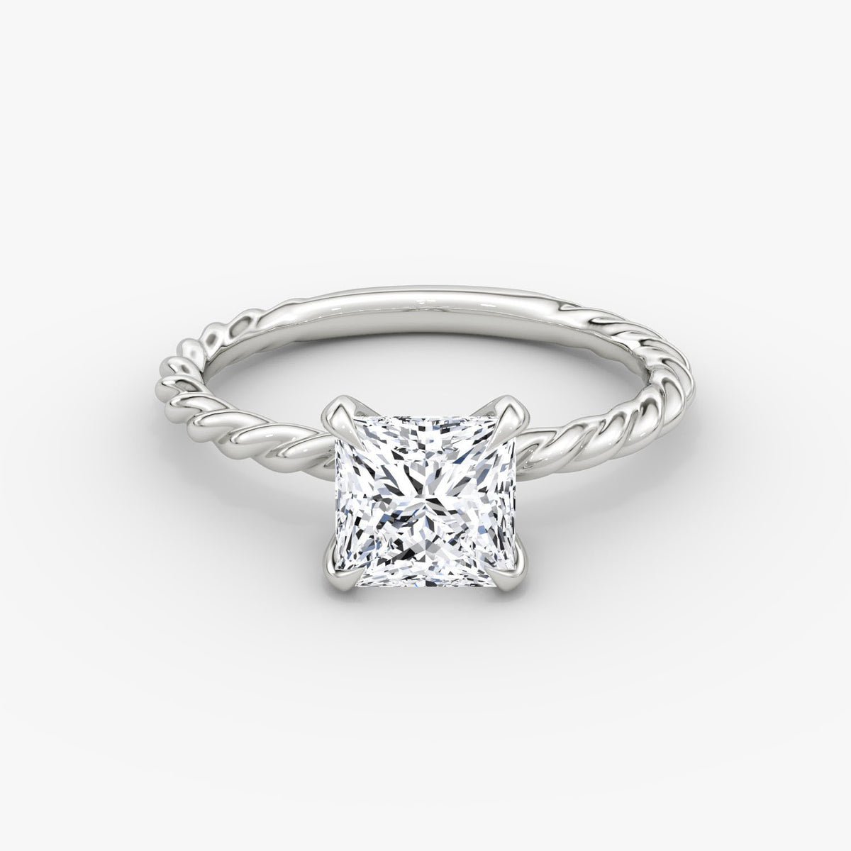 Princess Cut Lab Grown Diamond Solitaire Engagement Ring White Gold