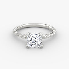 Princess Cut Lab Grown Diamond Solitaire Engagement Ring White Gold
