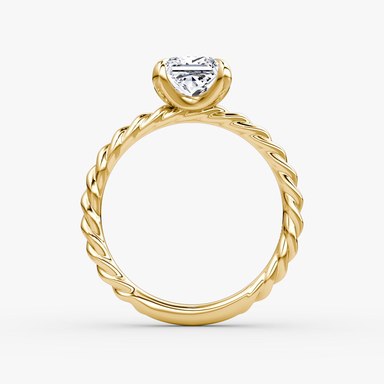 Princess Cut Lab Grown Diamond Solitaire Engagement Ring Yellow Gold