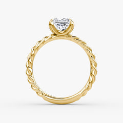 Princess Cut Lab Grown Diamond Solitaire Engagement Ring Yellow Gold