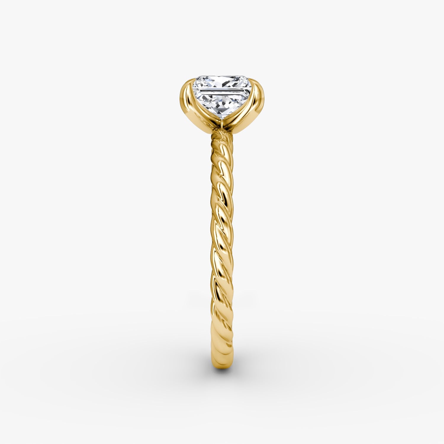 Princess Cut Lab Grown Diamond Solitaire Engagement Ring Yellow Gold