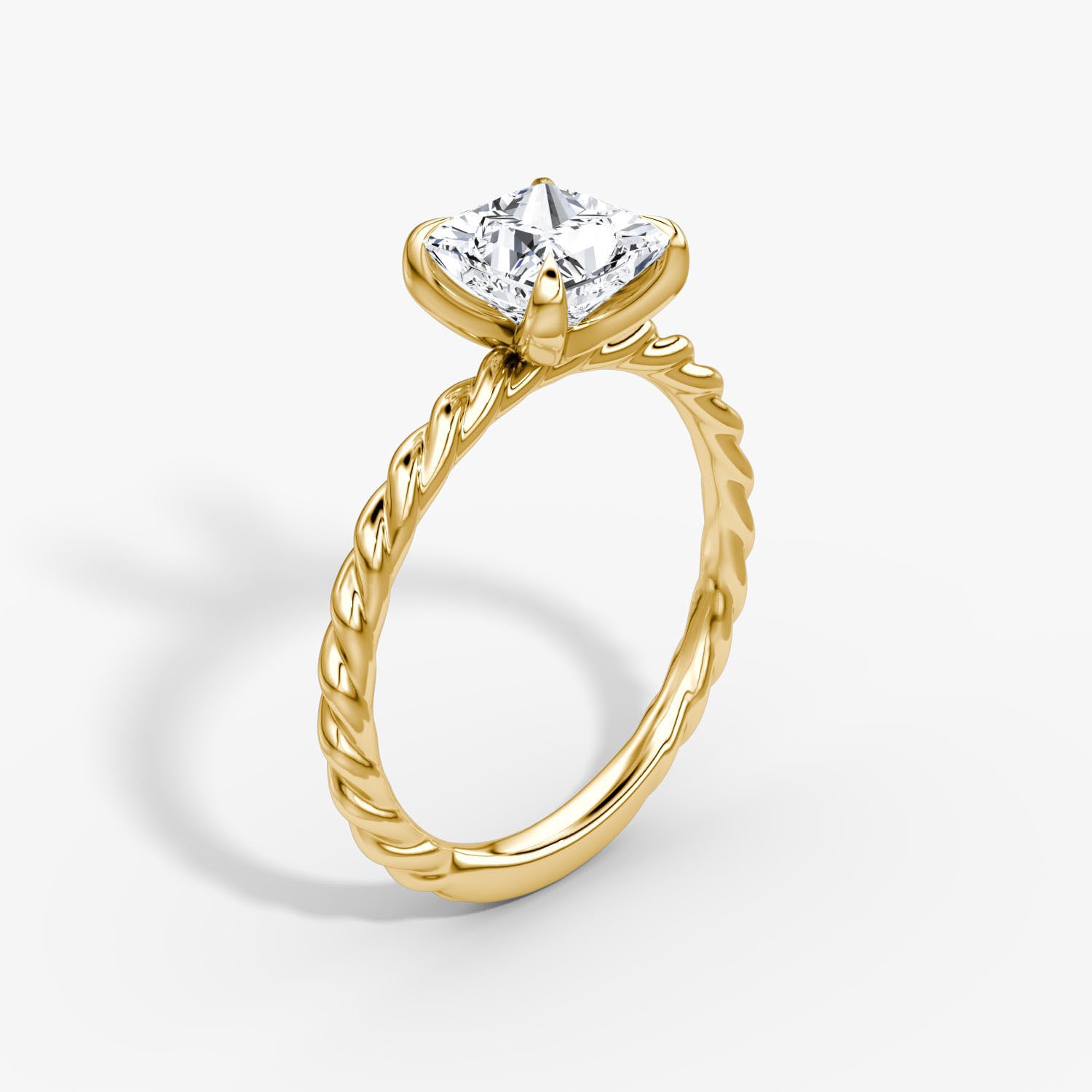 Princess Cut Lab Grown Diamond Solitaire Engagement Ring Yellow Gold