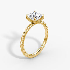 Princess Cut Lab Grown Diamond Solitaire Engagement Ring Yellow Gold