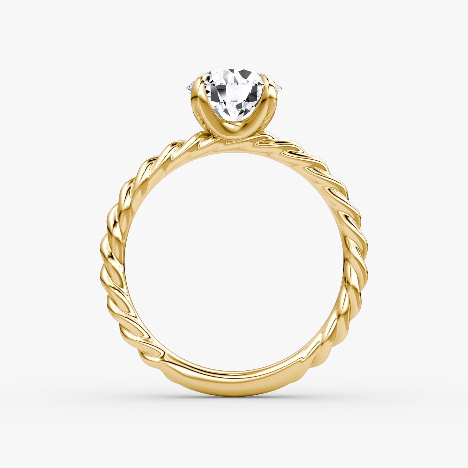 Round Cut Lab Grown Diamond Solitaire Engagement Ring Yellow Gold