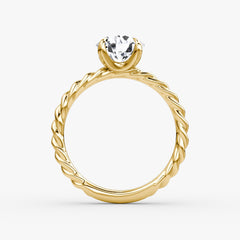 Round Cut Lab Grown Diamond Solitaire Engagement Ring Yellow Gold