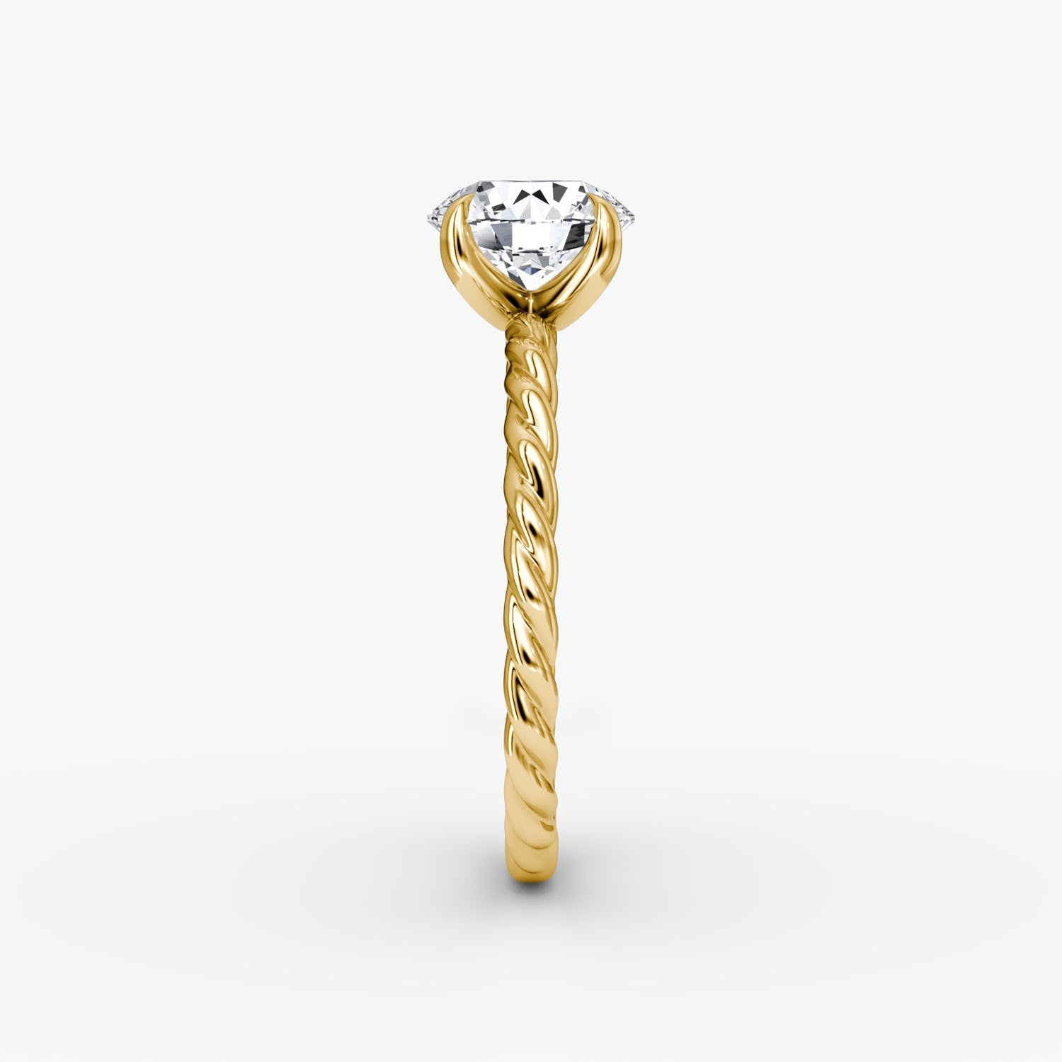 Round Cut Lab Grown Diamond Solitaire Engagement Ring Yellow Gold