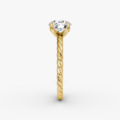 Round Cut Lab Grown Diamond Solitaire Engagement Ring Yellow Gold